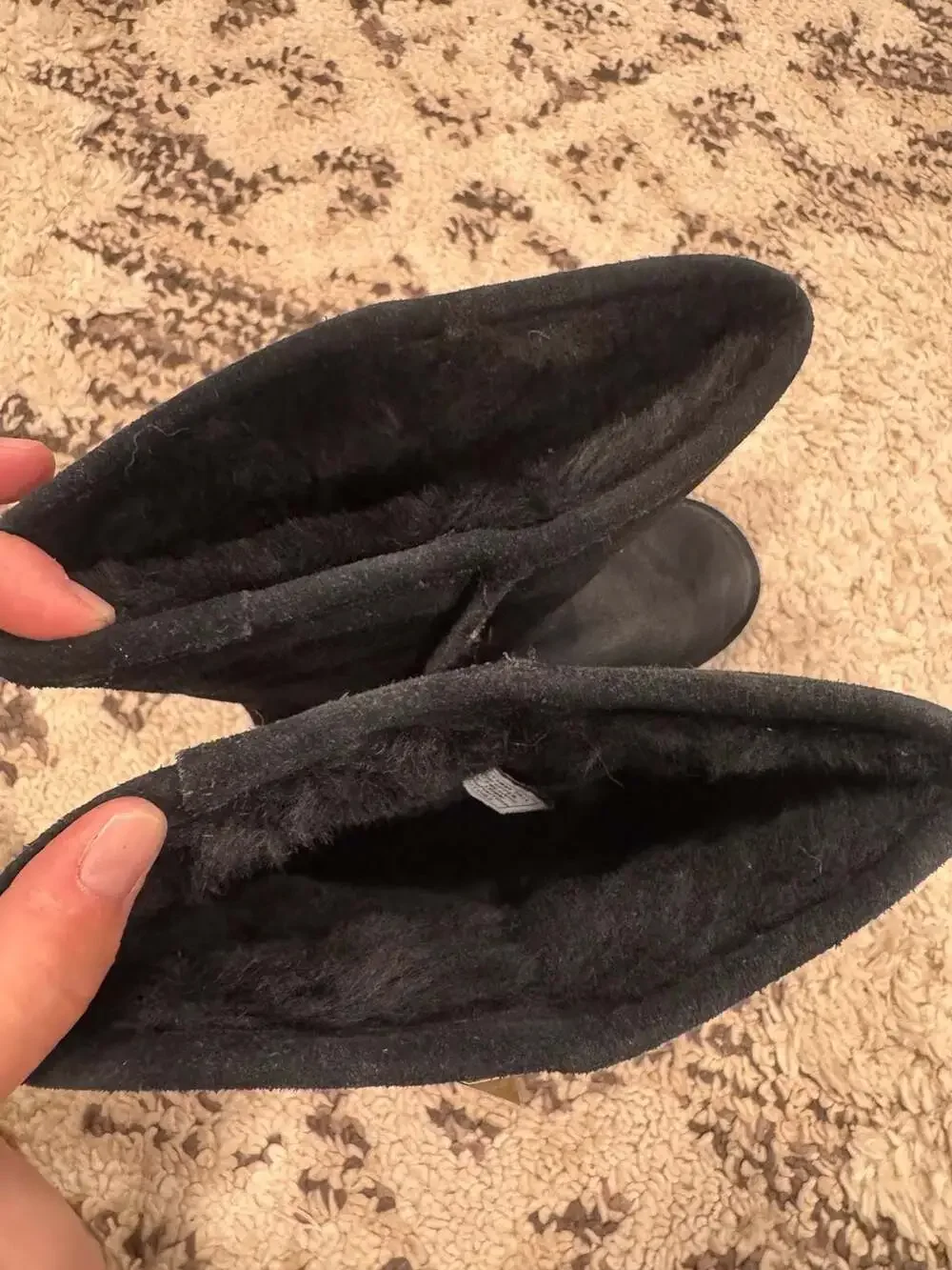 Bearpaw Emma Tall Black Sheepskin Suede Winter Boots Women’s Size 7